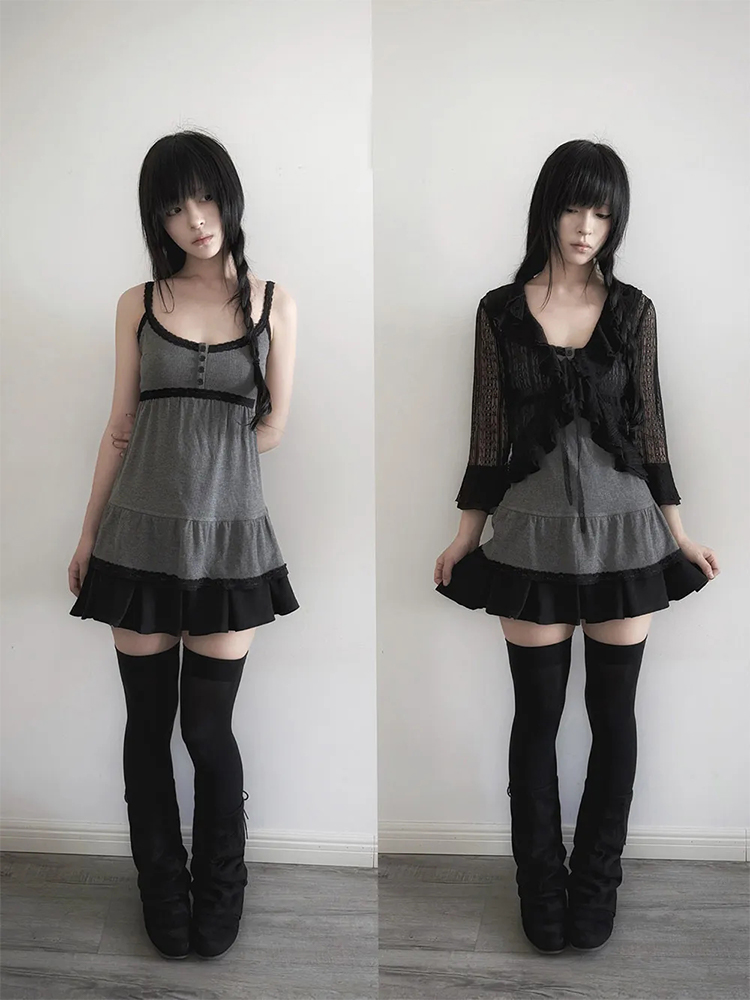 Vintage Fashion Years - Set Tiga Potong Cardigan Hitam, Rompi