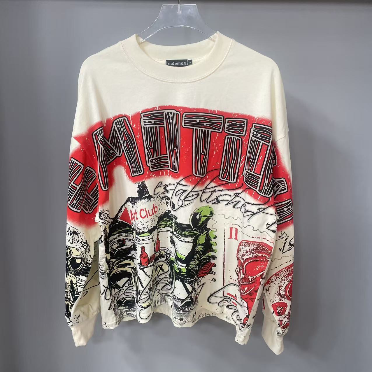 Vintage Fashion Designers - Kaos Lengan Panjang MIXED-EMOTION Desainer Berkualitas