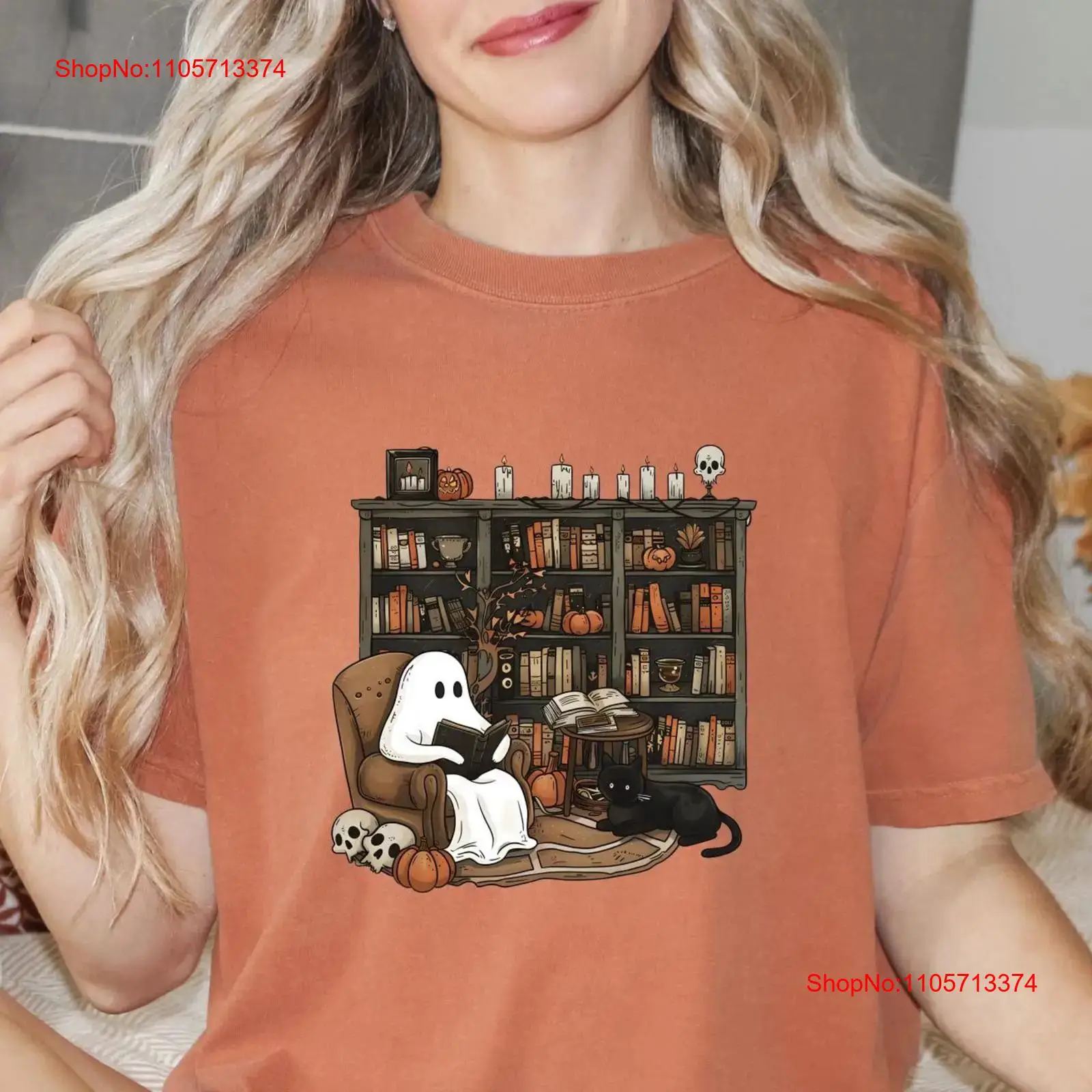 Vintage Fashion Library - Kaos Bookish GhosT Spooky Library untuk