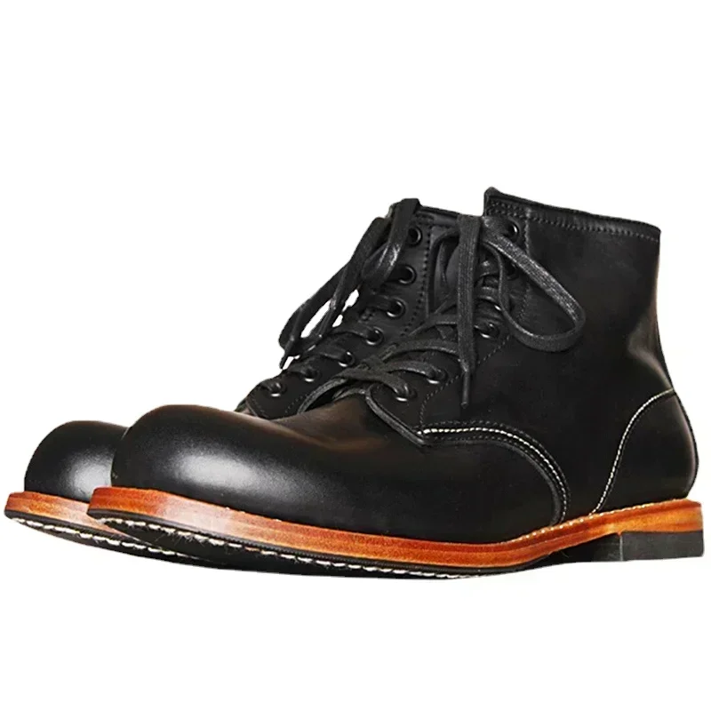 Vintage Fashion Boots - Vintage pria Goodyear bot kulit asli