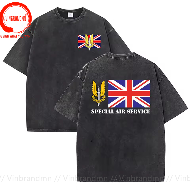 Vintage Fashion Uk - Kaos Katun Vintage Washed UK Military