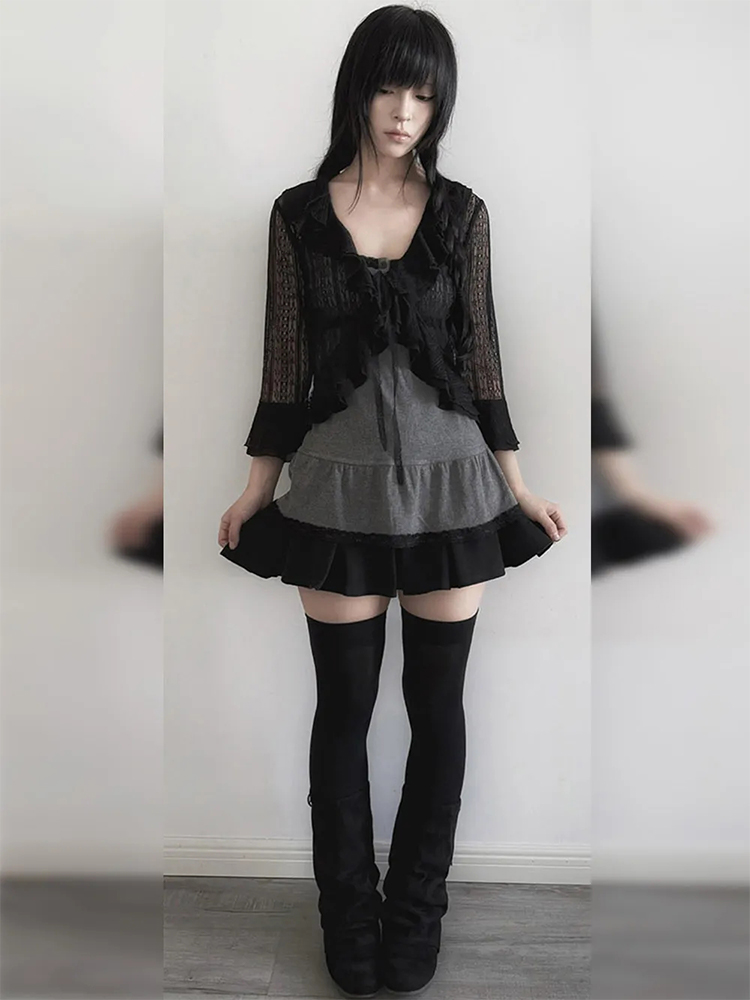 Set Tiga Potong Cardigan Hitam - Vintage Fashion Years ulasan dan harga
