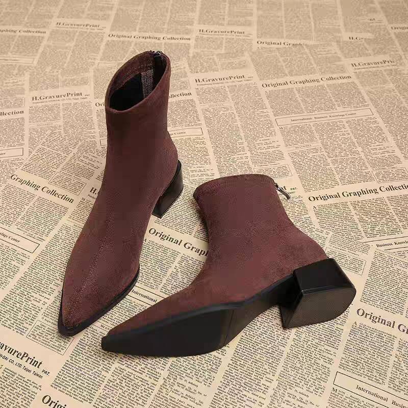 Sepatu Bot Wanita Hak Rendah M - Vintage Fashion Designers ulasan dan harga