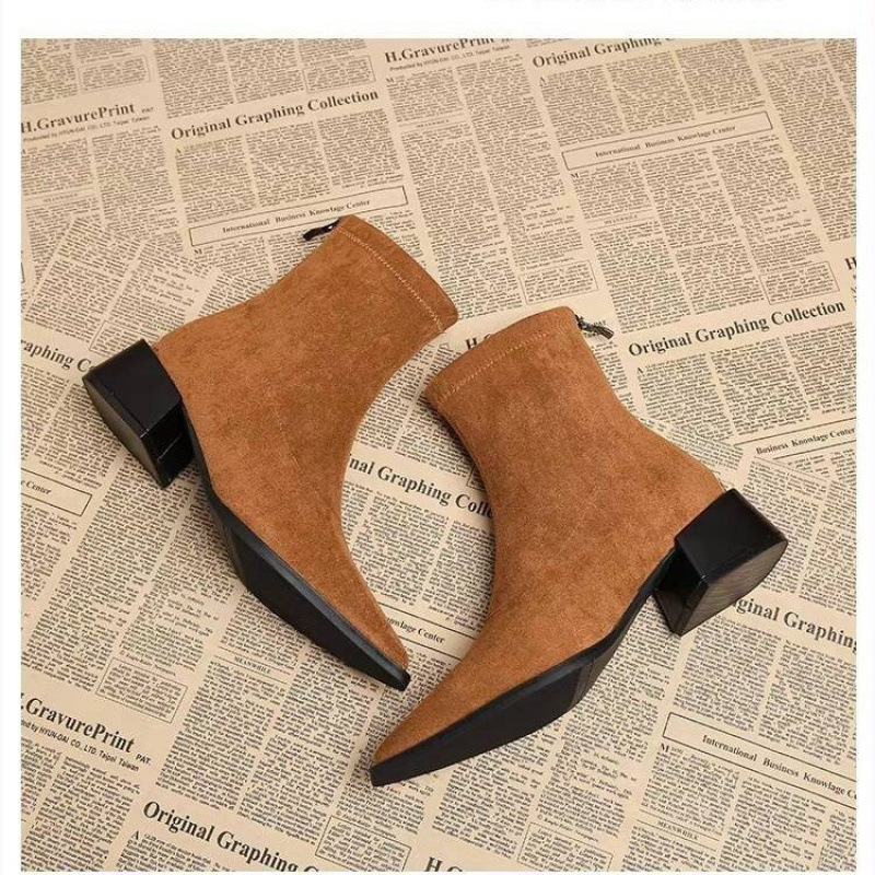 Sepatu Bot Wanita Hak Rendah M - Vintage Fashion Designers ulasan dan harga