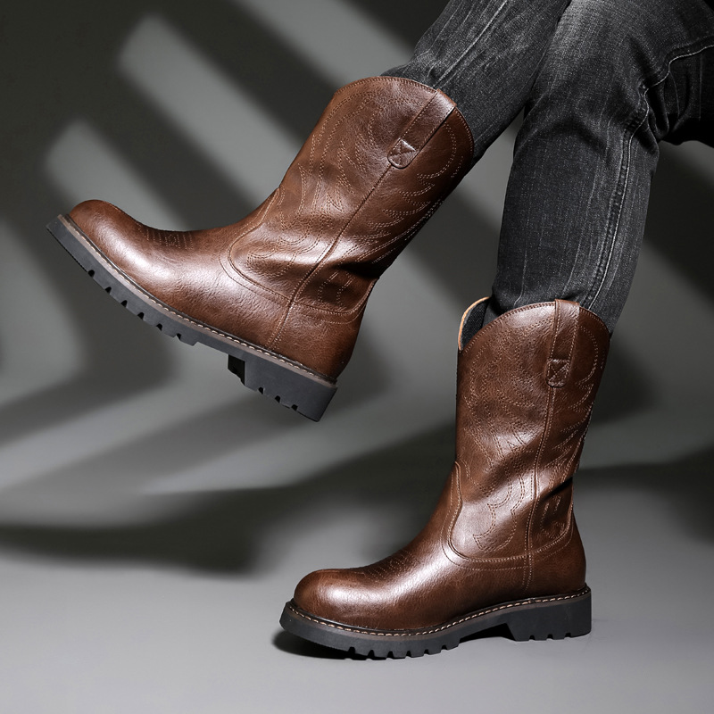 Sepatu Bot Koboi Pria Fashion  - Vintage Fashion Boots ulasan dan harga