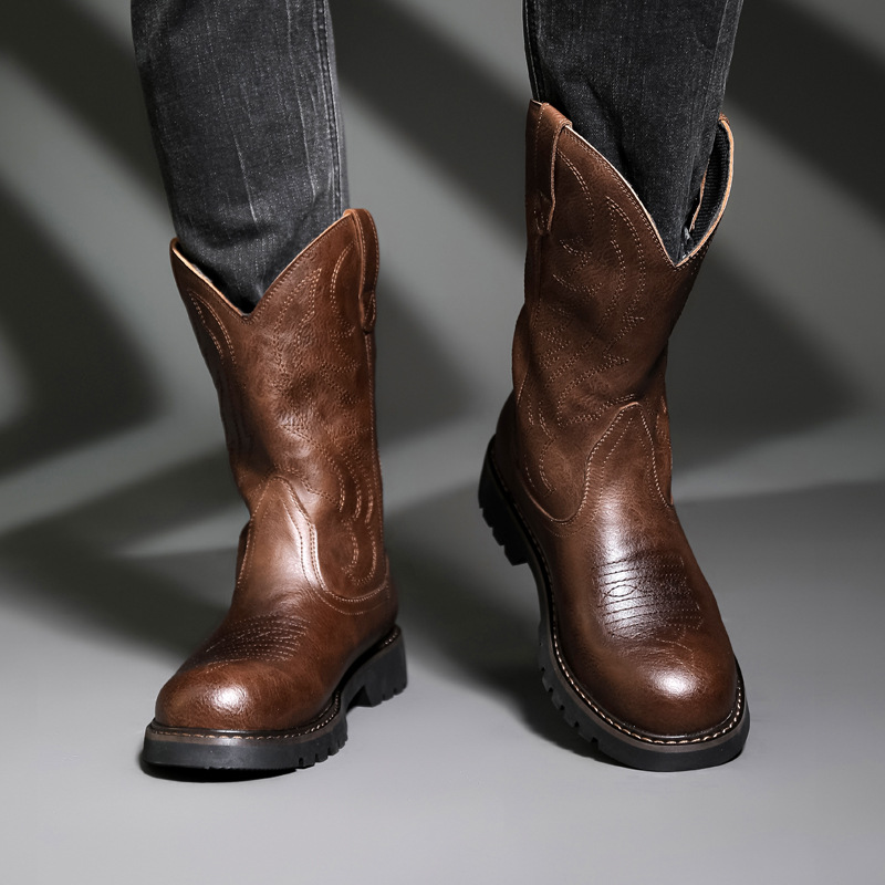 Sepatu Bot Koboi Pria Fashion  - Vintage Fashion Boots ulasan dan harga