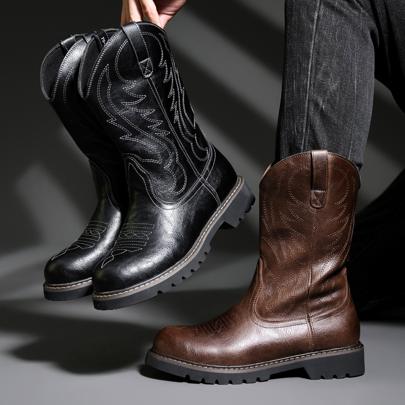 Sepatu Bot Koboi Pria Fashion  - Vintage Fashion Boots ulasan dan harga